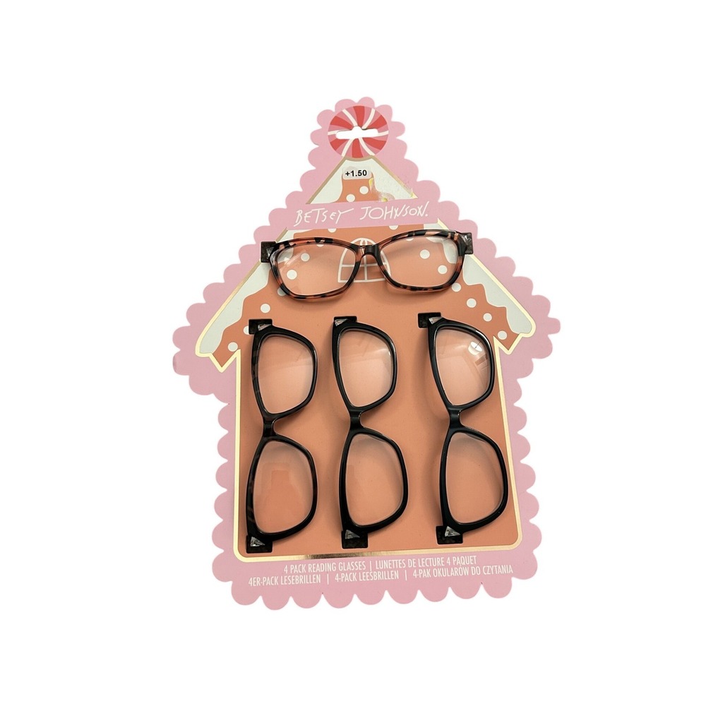 Betsey Johnson Reading Glasses‎ Women +1.50 Multi New 4 Pack Tortoise Black
